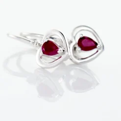 Boucles D'oreilles Danilo Or Blanc Rubis