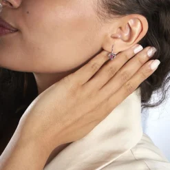 Boucles D'oreilles Danilo Or Blanc Rubis