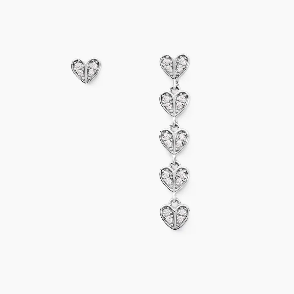 Boucles D'oreilles Dépareillées Declaration Argent Blanc Oxyde