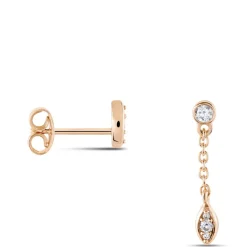 Boucles D'oreilles Dépareillées Argent Rose Braiden Oxyde De Zirconium