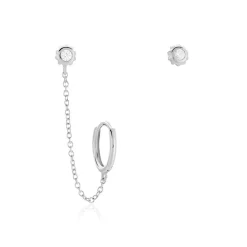 Boucles D'oreilles Dépareillées Macha Argent Blanc Oxyde De Zirconium