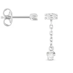 Boucles D'oreilles Dépareillées Argent Blanc Braden Oxyde De Zirconium
