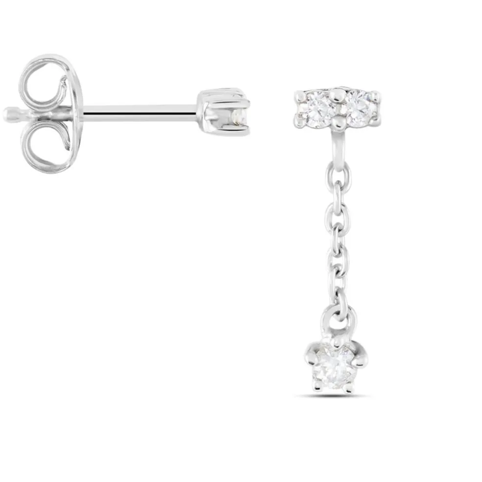 Boucles D'oreilles Dépareillées Argent Blanc Braden Oxyde De Zirconium