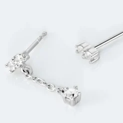 Boucles D'oreilles Dépareillées Argent Blanc Braden Oxyde De Zirconium