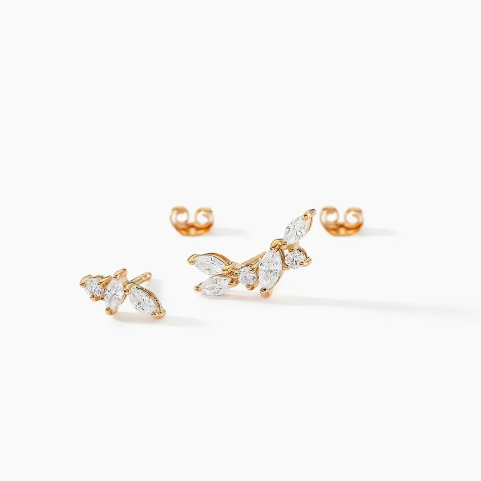 Boucles D'oreilles Dépareillées Jardins D'hiver Plaqué Or Oxyde