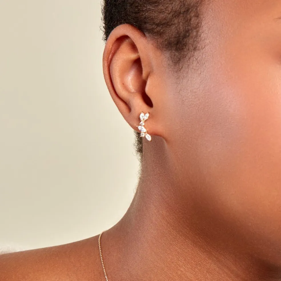 Boucles D'oreilles Dépareillées Jardins D'hiver Plaqué Or Oxyde