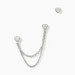 Boucles D'oreilles Dépareillées June Argent Blanc Oxyde De Zirconium