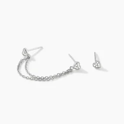 Boucles D'oreilles Dépareillées June Argent Blanc Oxyde De Zirconium