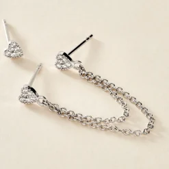 Boucles D'oreilles Dépareillées June Argent Blanc Oxyde De Zirconium