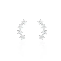 Boucles D'oreilles Grimpantes Sohalia Argent Blanc Oxyde De Zirconium