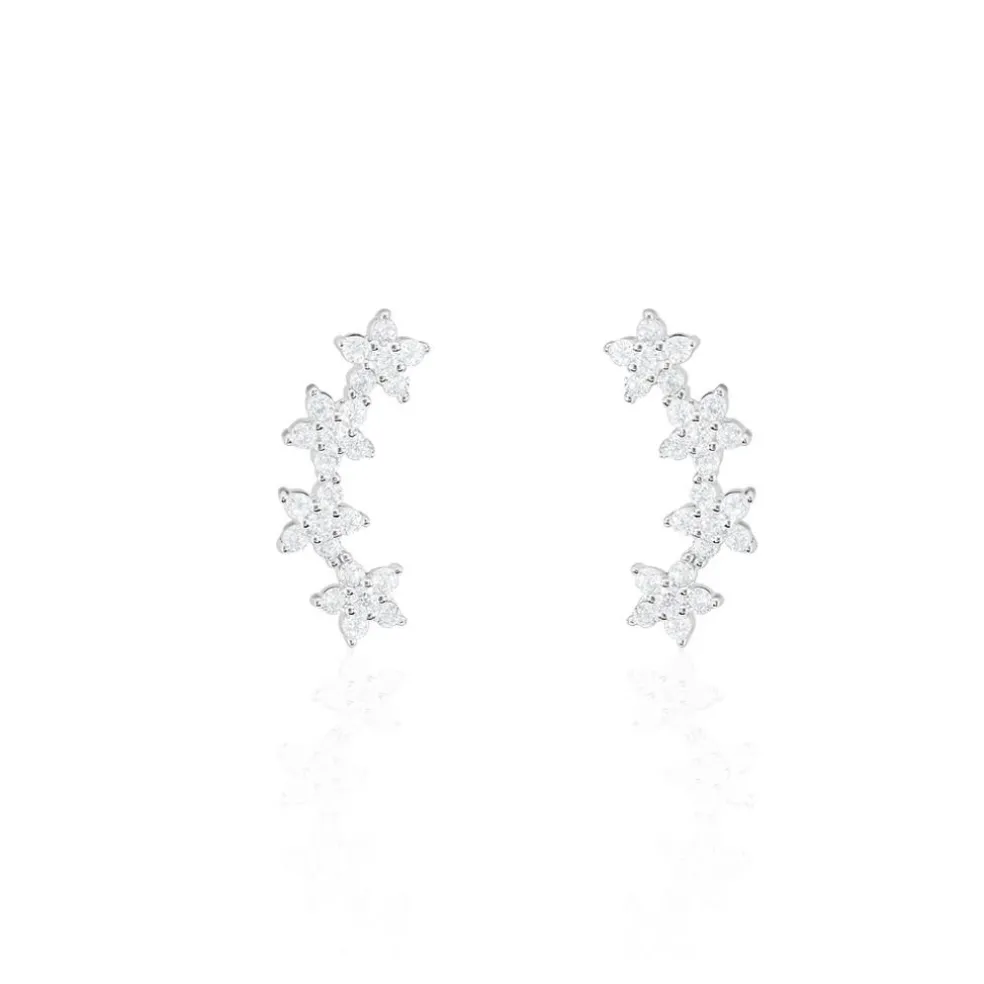 Boucles D'oreilles Grimpantes Sohalia Argent Blanc Oxyde De Zirconium