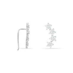 Boucles D'oreilles Grimpantes Sohalia Argent Blanc Oxyde De Zirconium