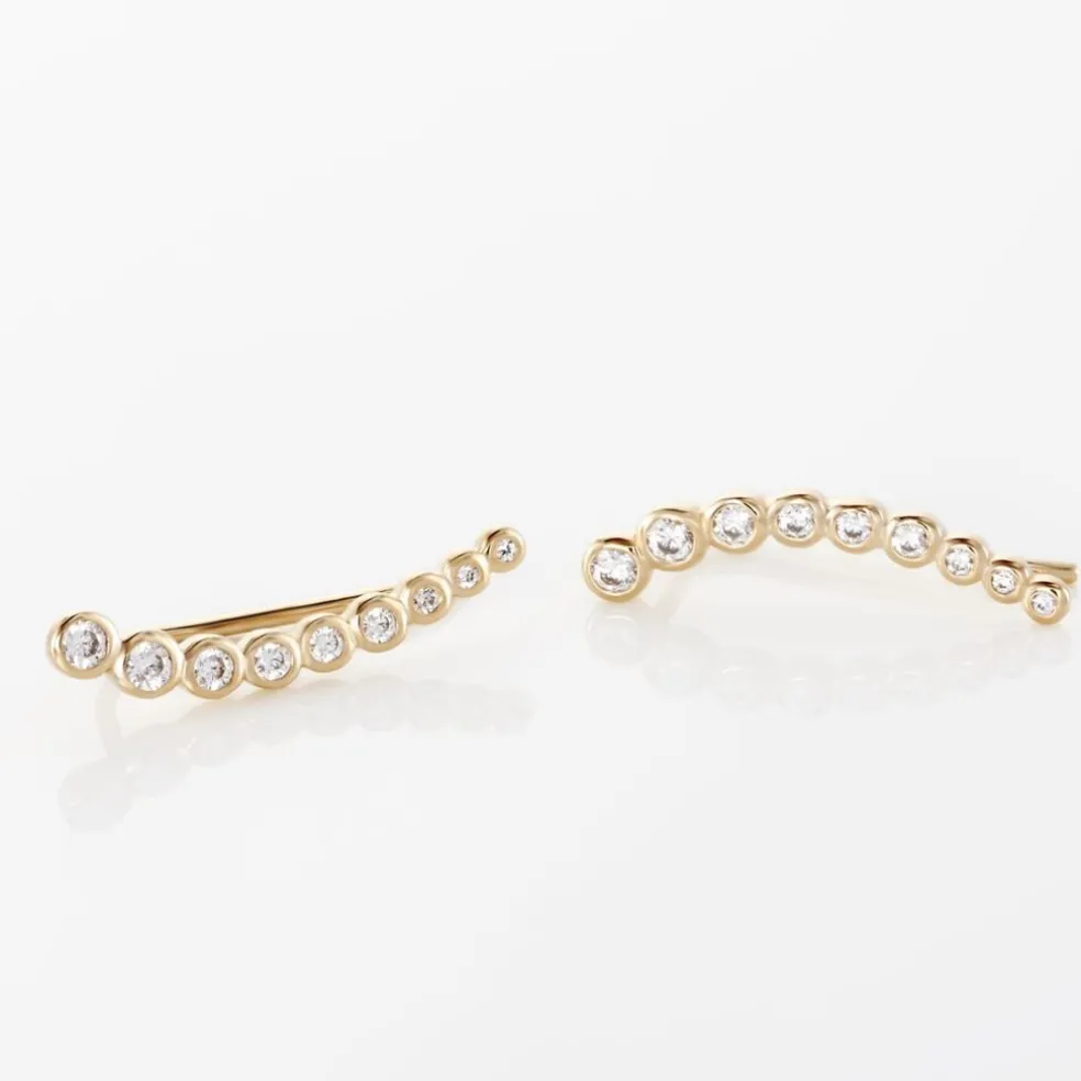 Boucles D'oreilles Grimpantes Plaqué Or Jaune Nazeli Oxyde