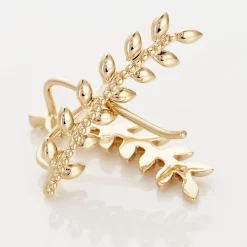 Boucles D'oreilles Grimpantes Folia Plaqué Or Jaune