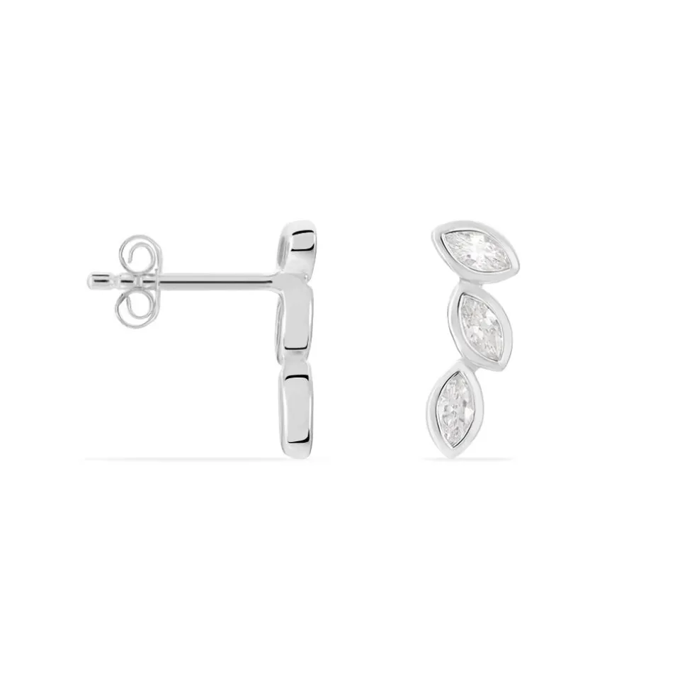 Boucles D'oreilles Grimpantes Elohane Argent Blanc Oxyde De Zirconium