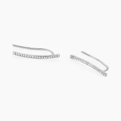 Boucles D'oreilles Grimpantes Fadoua Or Blanc Diamants