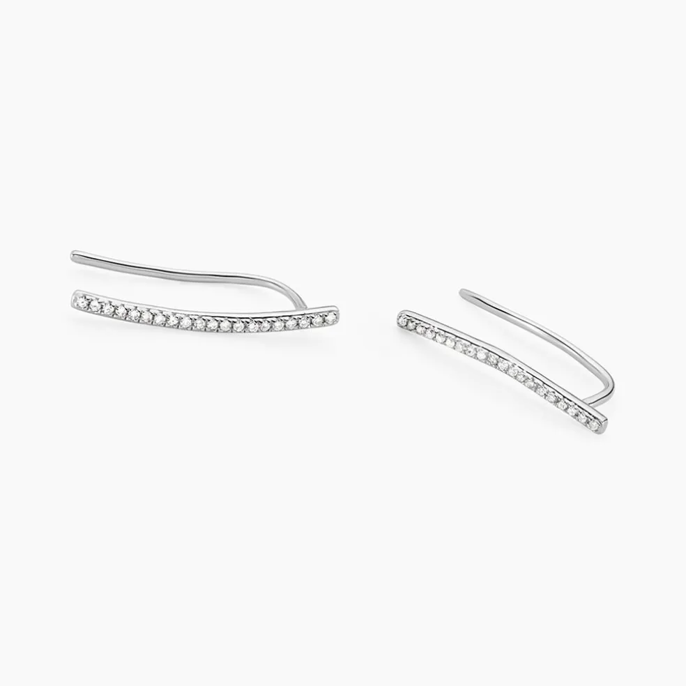 Boucles D'oreilles Grimpantes Fadoua Or Blanc Diamants