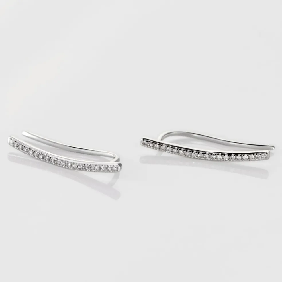 Boucles D'oreilles Grimpantes Fadoua Or Blanc Diamants