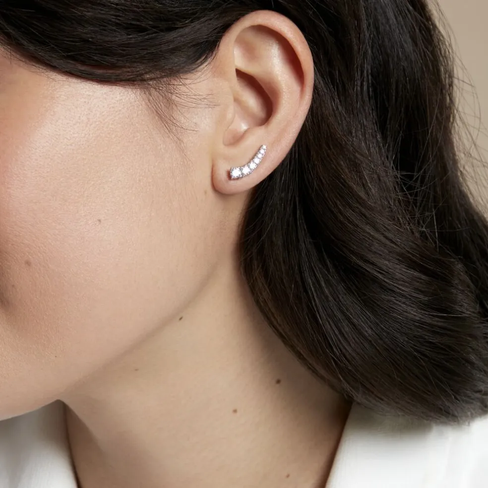 Boucles D'oreilles Grimpantes Aldrick Argent Blanc Oxyde De Zirconium