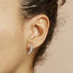 Boucles D'oreilles Grimpantes Aldrick Argent Blanc Oxyde De Zirconium