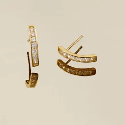 Boucles D'oreilles Jacoba Rondes Or Jaune Oxyde De Zirconium