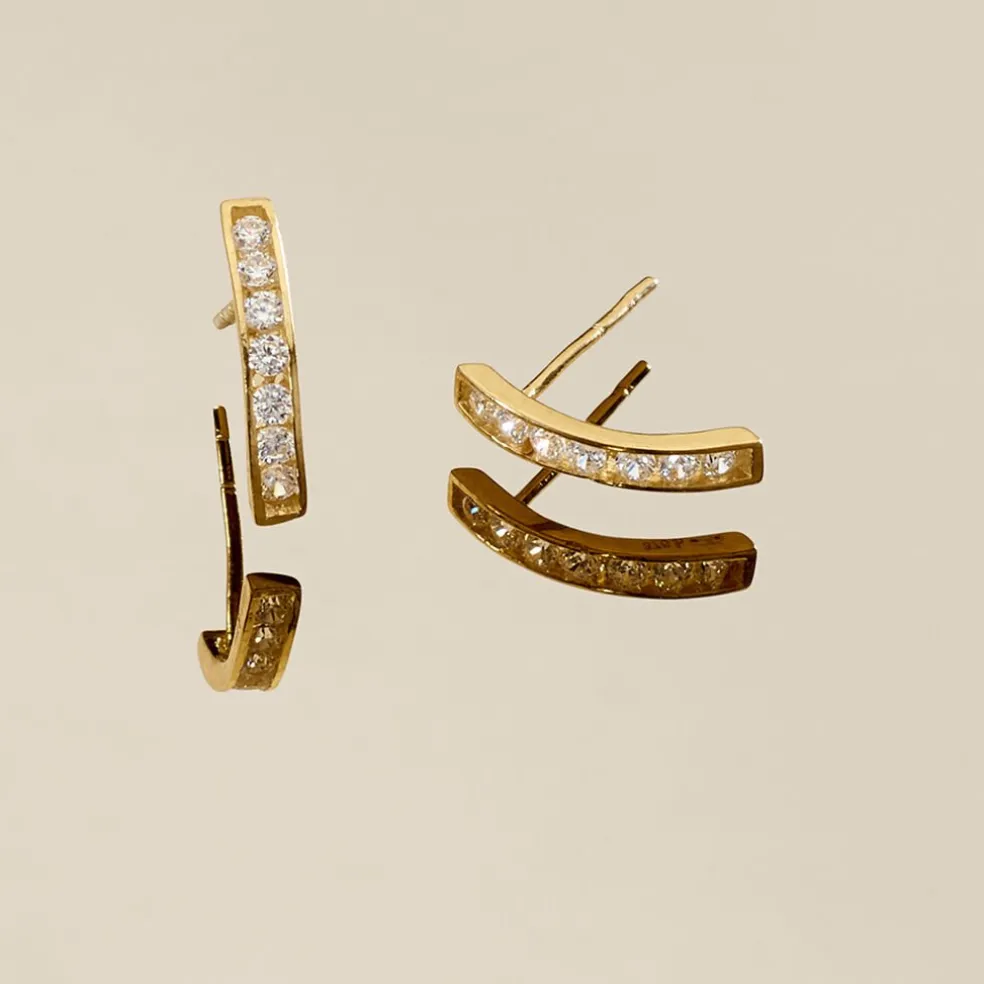 Boucles D'oreilles Jacoba Rondes Or Jaune Oxyde De Zirconium