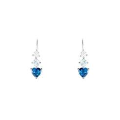 Boucles D'oreilles Lauressa Or Blanc Topaze Bleu Oxyde