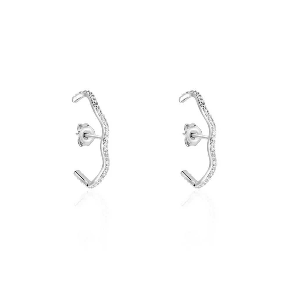 Boucles D'oreilles Lowri Argent Blanc Oxyde De Zirconium