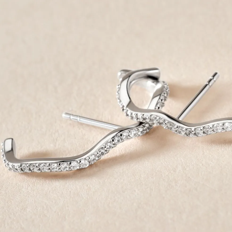 Boucles D'oreilles Lowri Argent Blanc Oxyde De Zirconium