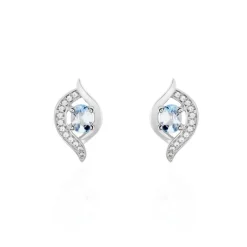 Boucles D'oreilles Lydia Or Blanc Topaze Oxyde