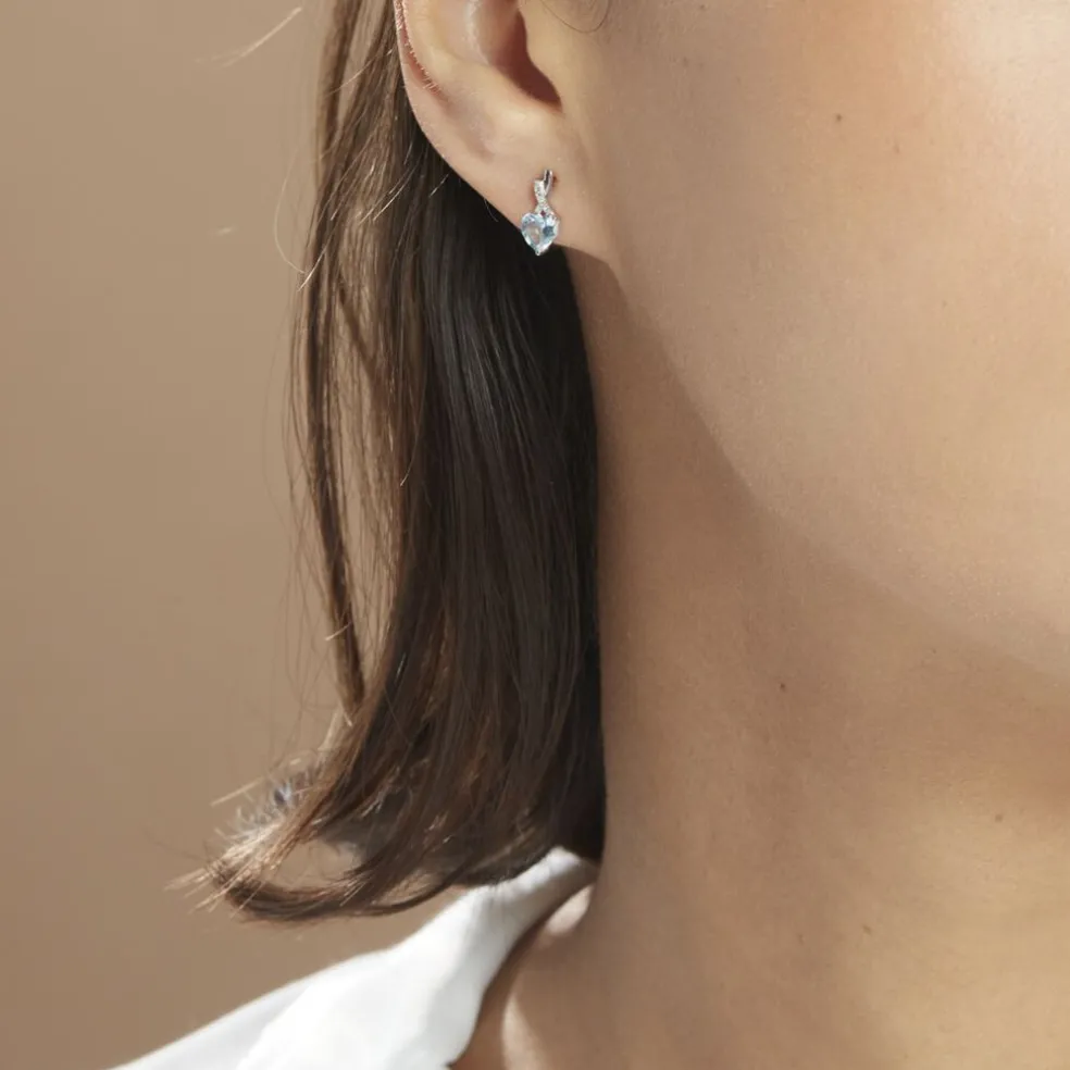 Boucles D'oreilles Or Blanc Clothilde Topazes Oxydes