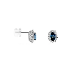 Boucles D'oreilles Or Blanc Quintilla Topazes London Blue Et Oxydes