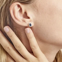 Boucles D'oreilles Or Blanc Quintilla Topazes London Blue Et Oxydes