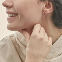 Boucles D'oreilles Or Jaune Rubis Diamants