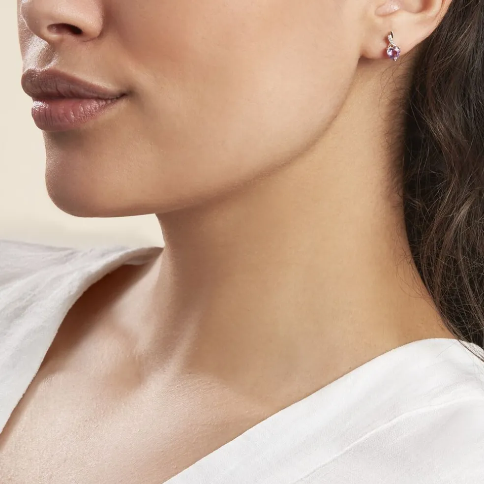 Boucles D'oreilles Or Jaune Clothilde Amethystes Oxydes