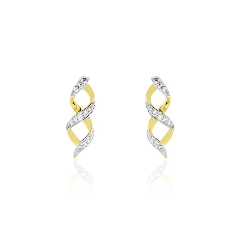 Boucles D'oreilles Or Jaune Serj Oxydes De Zirconium
