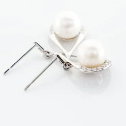 Boucles D'oreilles Patricia Or Blanc Perle De Culture Oxyde