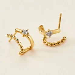 Boucles D'oreilles Pearly Effect Or Jaune Diamant