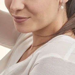 Boucles D'oreilles Pendantes Adelina Argent Blanc Perle De Culture