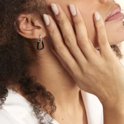 Boucles D'oreilles Pendantes Ezra Argent Blanc Céramique Et Oxyde