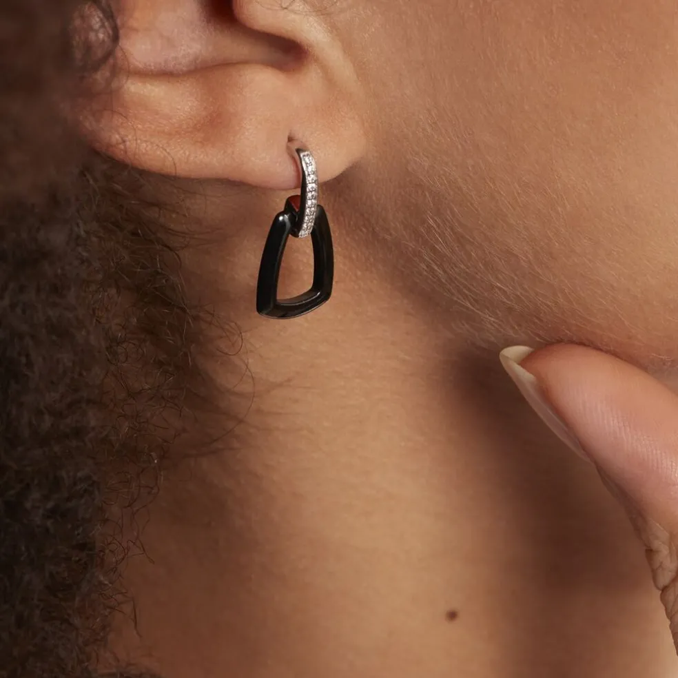 Boucles D'oreilles Pendantes Ezra Argent Blanc Céramique Et Oxyde