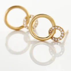 Boucles D'oreilles Pendantes Essia Plaqué Or Jaune Oxyde De Zirconium