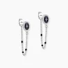 Boucles D'oreilles Pendantes Polka Argent Blanc