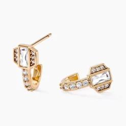 Boucles D'oreilles Pendantes Gold Chandelier Plaqué Or Oxyde Zirconium