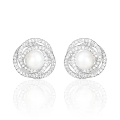 Boucles D'oreilles Pendantes Matilda Argent Perle Culture Et Oxyde