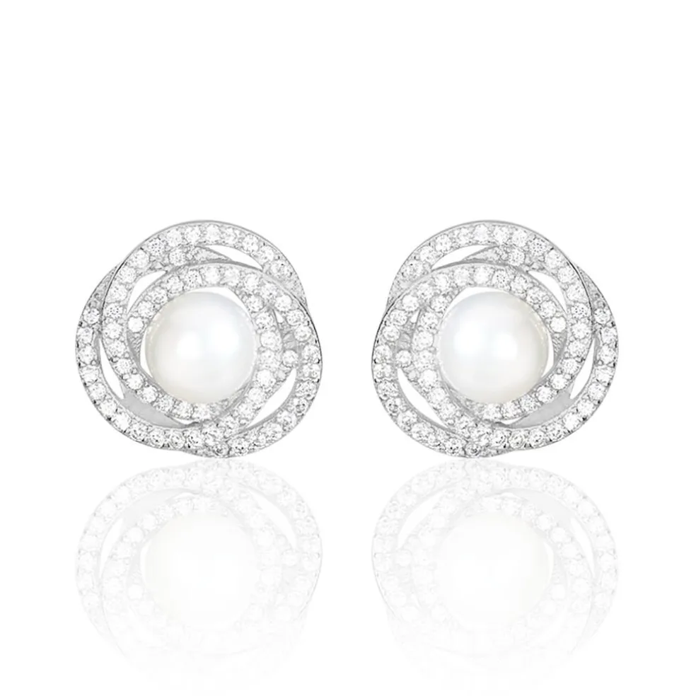 Boucles D'oreilles Pendantes Matilda Argent Perle Culture Et Oxyde