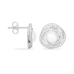 Boucles D'oreilles Pendantes Matilda Argent  Perle Culture Et Oxyde
