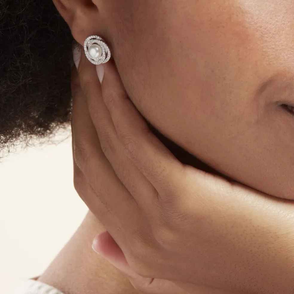 Boucles D'oreilles Pendantes Matilda Argent Perle Culture Et Oxyde