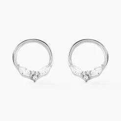 Boucles D'oreilles Pendantes Catiane Argent Blanc Oxyde De Zirconium