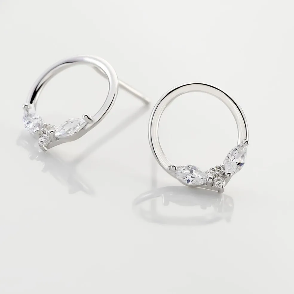Boucles D'oreilles Pendantes Catiane Argent Blanc Oxyde De Zirconium
